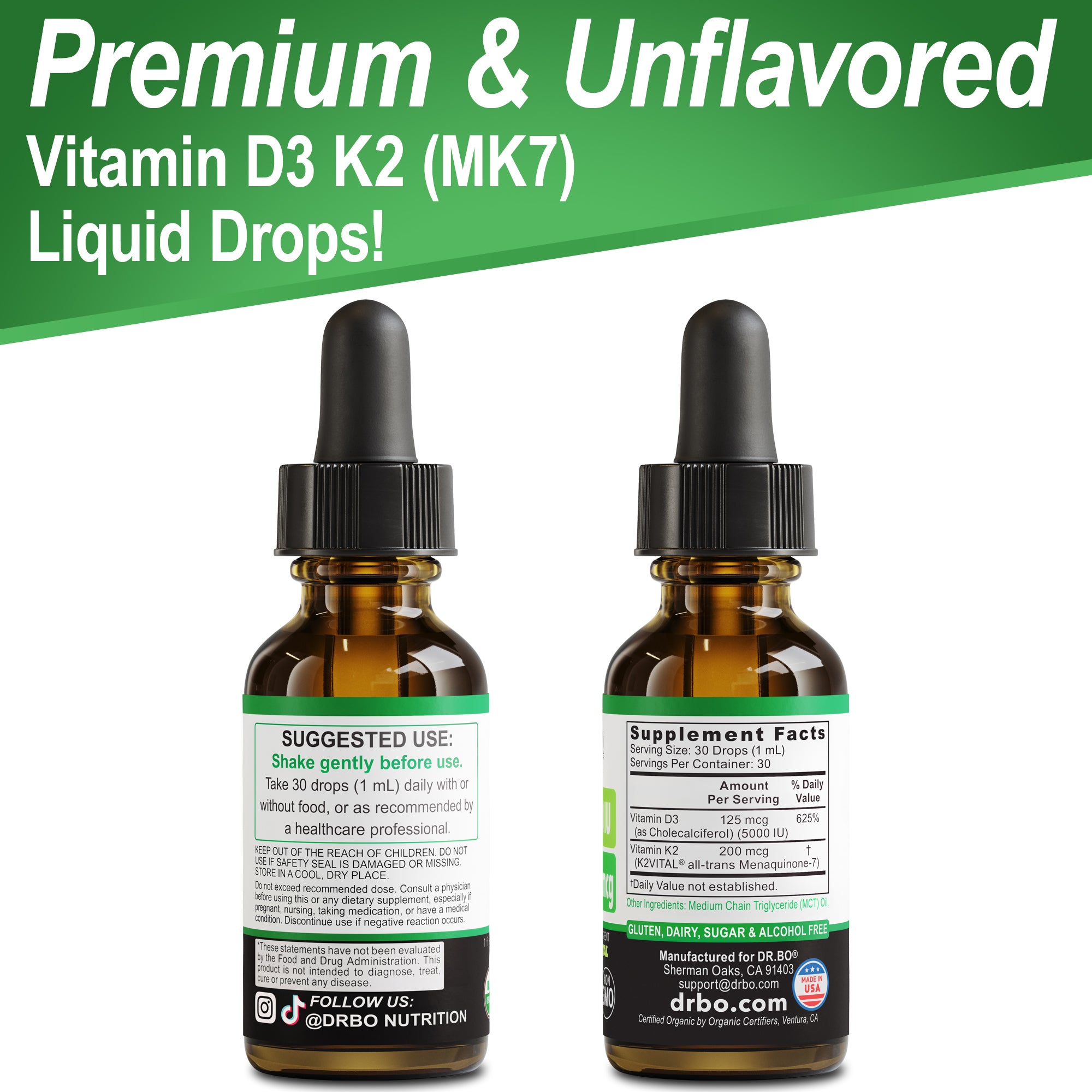 D3K2 Organic Liquid Drops | Dr. Bo – DR.BO